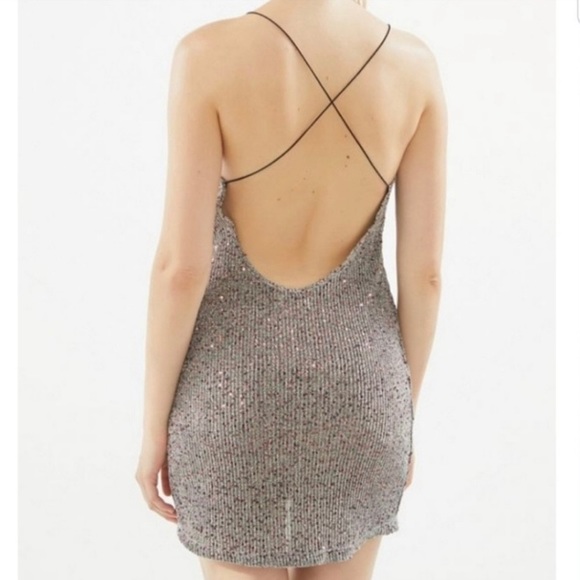 🍾SOLD🍾 For Love & Lemons Constance Sparkle Silver and Red Sequin Dress - Picture 11 of 14